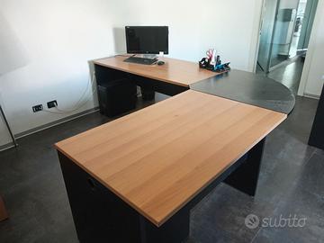Scrivania angolare + set cassetti + libreria bassa