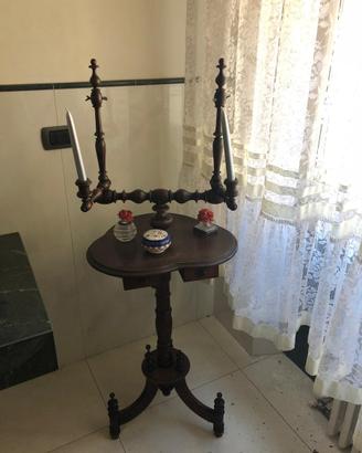 Tavolino da barbiere antico fine 800 in noce
