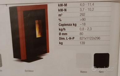 stufa pellet nordica souvenir steel black kW 10,2
