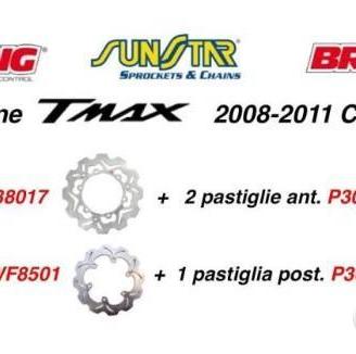 Kit 3 dischi braking wave + pastiglie tmax 2008