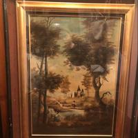 Quadro antico ad olio dipinto a mano paesaggio
