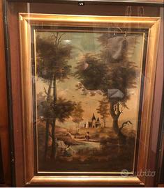 Quadro antico ad olio dipinto a mano paesaggio