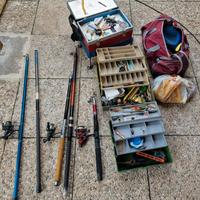 atrezzatura da pesca canne,mulinelli fucile da sub