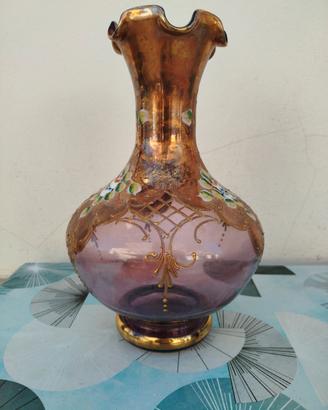 Vaso murano antico decorato oro e platino 
