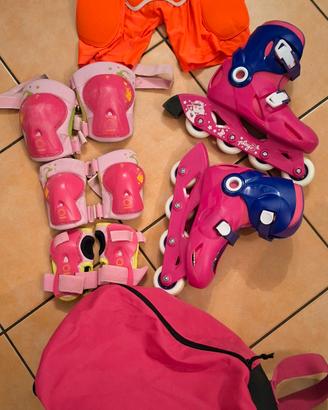 roller bambina+protezioni+casco+borsa