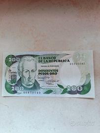Banconota Colombia 200 Pesos Oro