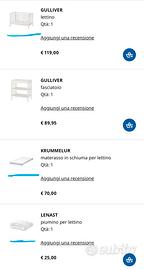 Lettino Ikea con materasso 60x120