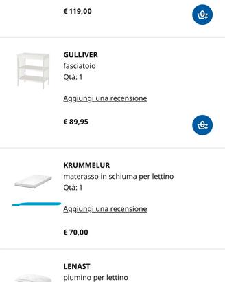 Lettino Ikea con materasso 60x120