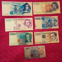"LIRE" 7 BANCONOTE LAMINATI IN ORO
