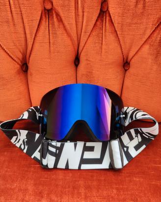 maschera da cross Raven Blu specchio 