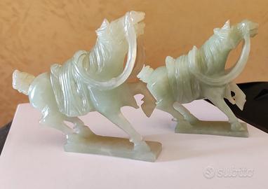 Coppia cavalli in giada celadon - stile Dinastia T
