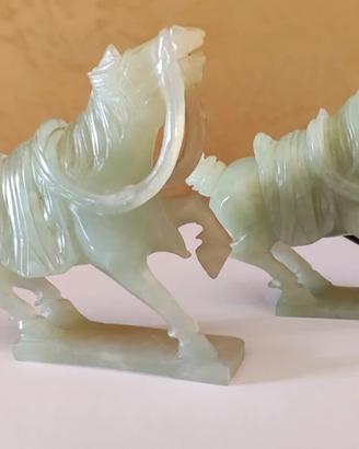 Coppia cavalli in giada celadon - stile Dinastia T
