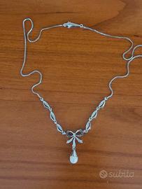 Collier vintage in oro bianco 18 kt 750 con perla