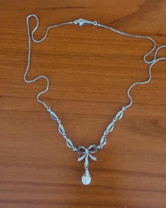 Collier vintage in oro bianco 18 kt 750 con perla