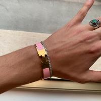 Bracciale Hermès Click H Colorazione Rosa e Oro