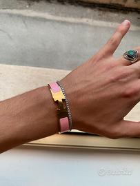 Bracciale Hermès Click H Colorazione Rosa e Oro