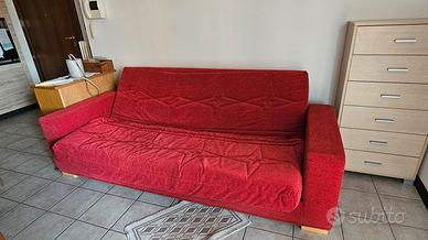 Divano letto tre posti, 214x89x81 cm (Red