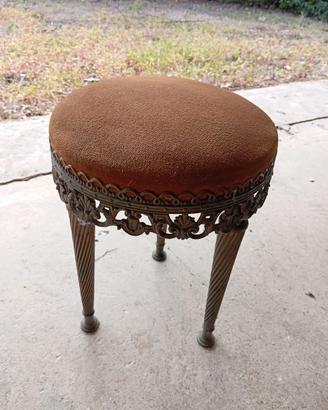 Sgabello vintage in ottone / bronzo e velluto
