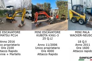 Escavatore Kubota 25 Q.li + Komatsu 15 Q.li