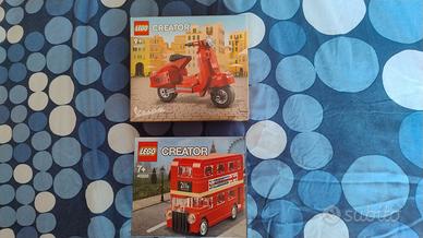 Lotto Lego 2 set creator Vespa e Autobus a 2 piani