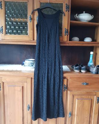 Abito lungo in pizzo nero, taglia S
