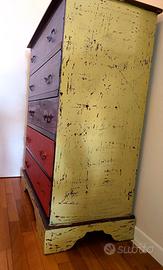 mobile 5 cassetti stile vintage color graffiato