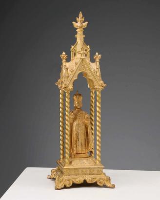 Gesù Bambino di Praga Tempietto in Metallo Dorato