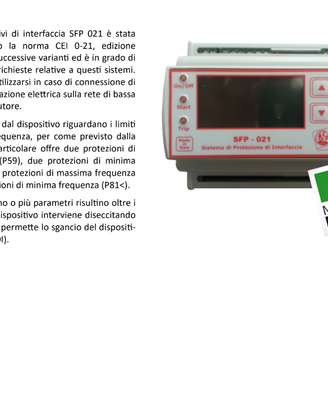 Sistema di protezione interfacciaCEI 0-21 inverter