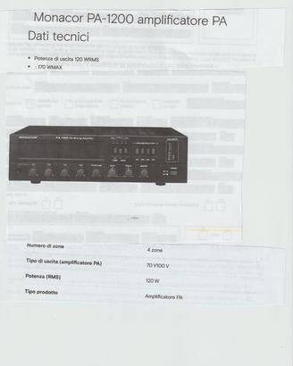 amplificatore  MONACOR   PA 1200
