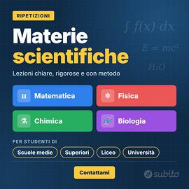 Ripetizioni matematica, fisica, chimica e biologia