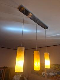 lampadario in alabastro e acciaio