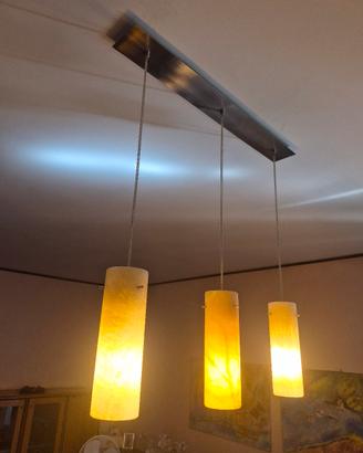 lampadario in alabastro e acciaio