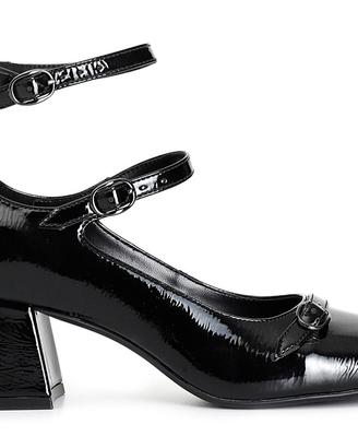 Décolleté Donna Effetto Vernice con 3 Fibbia