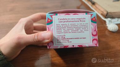 candela profumata alla rosa di cera vegetale