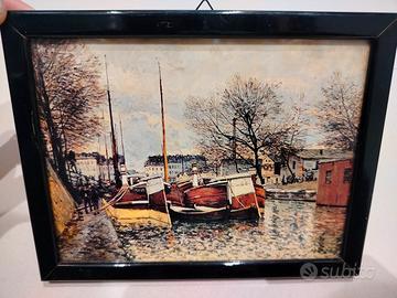 Quadro Vintage "Chiatte sul Canale Saint-Martin'