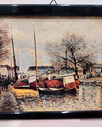 Quadro Vintage "Chiatte sul Canale Saint-Martin'