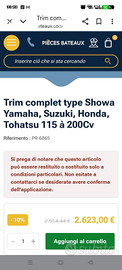 Trim tohatsu Suzuki Honda Yamaha da 115a200 cv