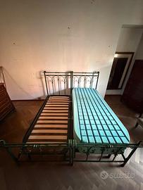 Coppia Letti Singoli Ferro Battuto + Reti a Doghe