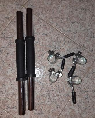 2 manubri per pesi classici con fermi