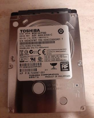 ard Disk Interno 2.5" Toshiba 500GB 7200 RPM (MQ01