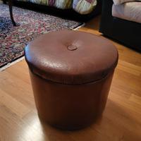 Pouf Vintage in Pelle Marrone – Design & Qualità