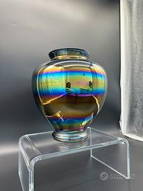 Vaso in vetro iridescente vintage Murano design