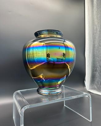 Vaso in vetro iridescente vintage Murano design