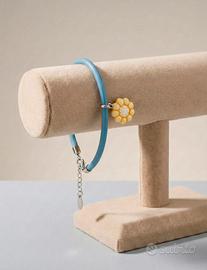 Braccialetto THUN charm Fiore ceramica • Azzurro