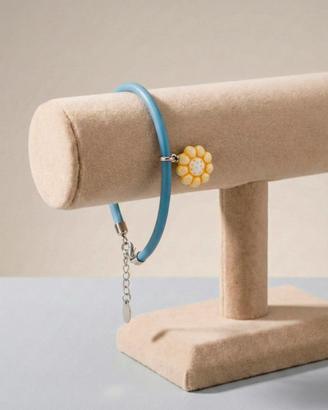 Braccialetto THUN charm Fiore ceramica • Azzurro