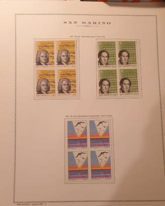 Francobolli SAN MARINO  annata 1985 in quartine