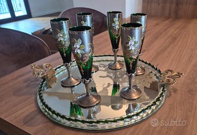 Servizio spumante vintage in vetro murano 