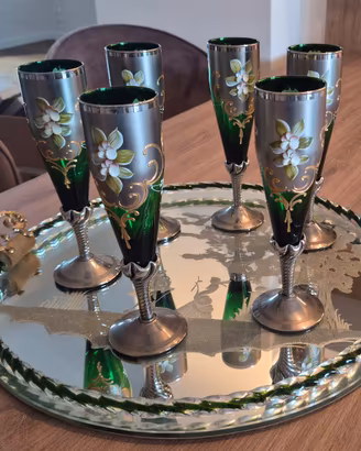 Servizio spumante vintage in vetro murano 