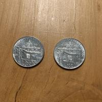 Due monete 100 lire centenario Accademia Navale