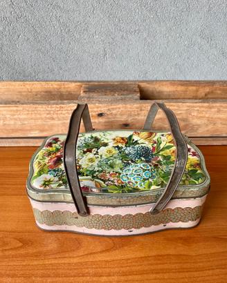 Scatola di latta vintage Biscotti Doria a cestino